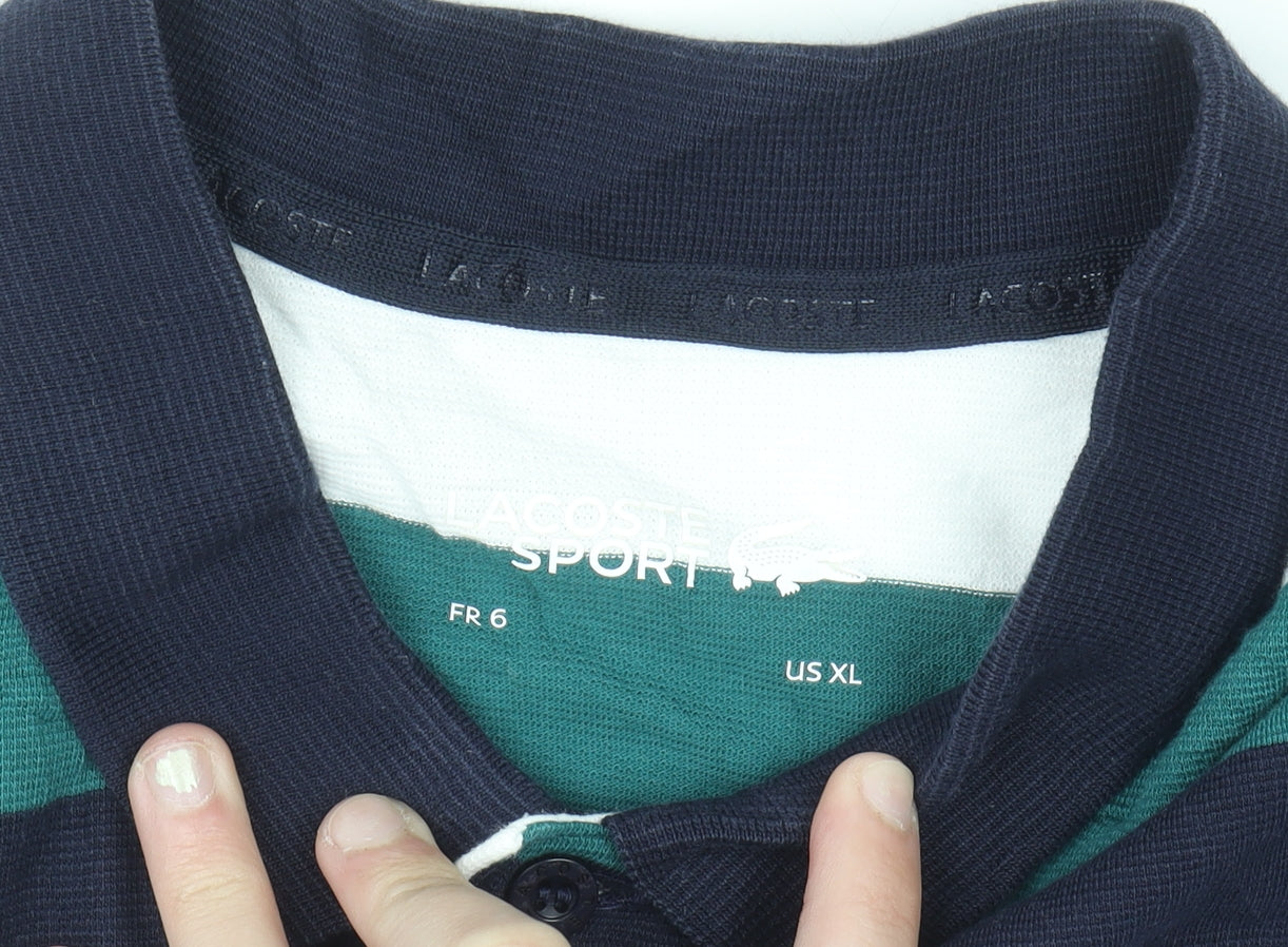 Lacoste Sport Men's Multicoloured Striped Cotton Polo Shirt XL