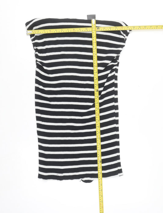 H&M MAMA Black White Striped Bodycon Maternity Dress XL