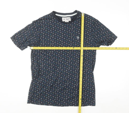 Original Penguin Mens Navy Blue Graphic Print Crew Neck T-Shirt M