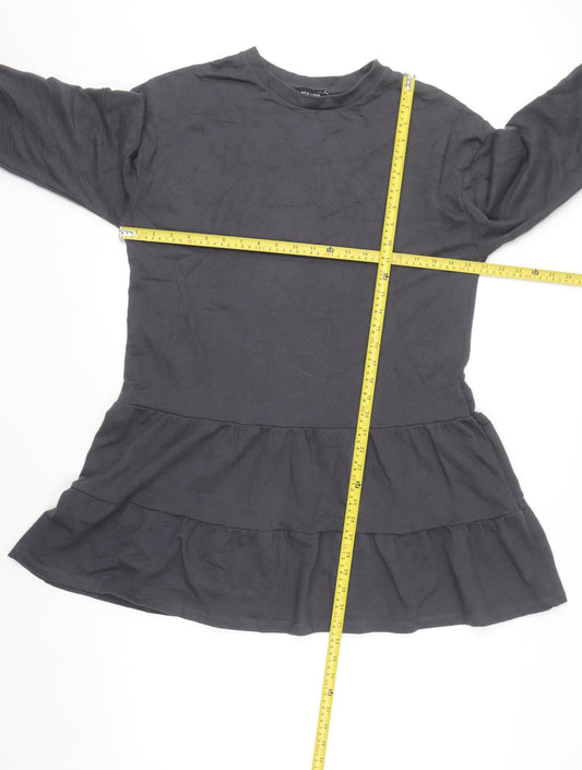 New Look Women's Grey Long Sleeve Jersey Swing Dress Size 14