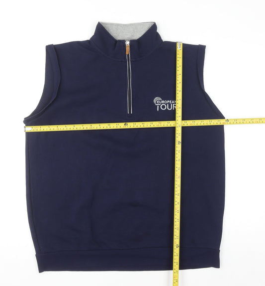 European Tour Men’s Blue Sleeveless 1/4 Zip Golf Waistcoat L
