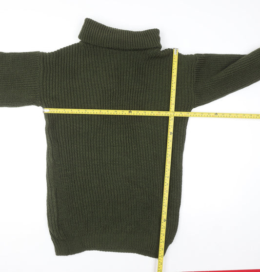 Apricot Women Green Roll Neck Chunky Knit Long Sleeve Pullover Jumper S