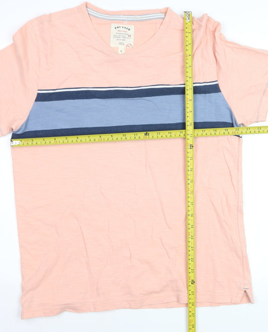 Fat Face Men's Pink Colourblock Cotton Short Sleeve Polo - L