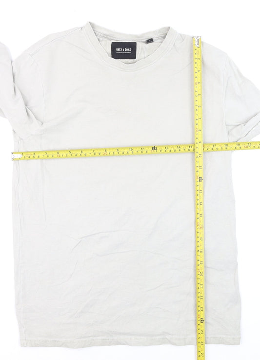ONLY & SONS Men's Beige Cotton Long Sleeve Casual Top M