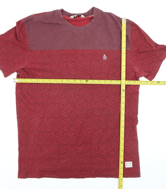 Original Penguin Men's Red Crew Neck Short Sleeve Cotton T-Shirt XL