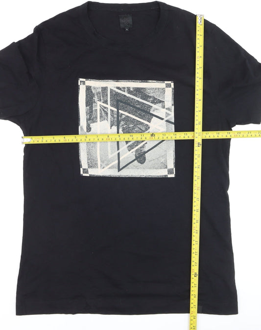 Pretty Green Men's Black Graphic Print Cotton T-Shirt Size L
