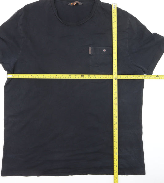 Ben Sherman Men's Black Cotton Crew Neck XL Pocket T-Shirt