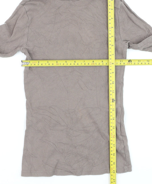 H&M Women Beige Roll Neck Pullover Jumper XS Cotton Blend