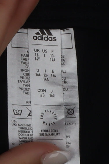 Adidas Boys Black Jogger Trousers 13-14 Years Elastic Waist Sportswear