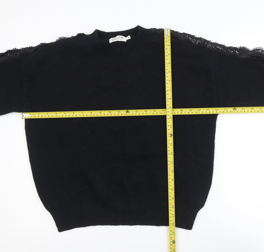 Molly Bracken Womens Black Lace Sleeve Knit Jumper Size S