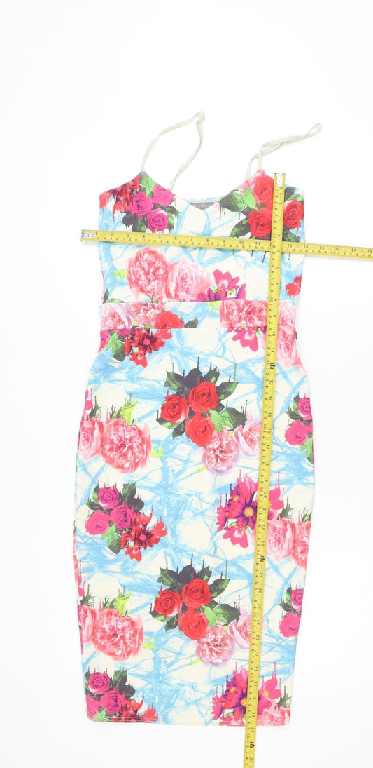 Red Chilli Women’s Multicoloured Floral Bodycon Dress Size 10