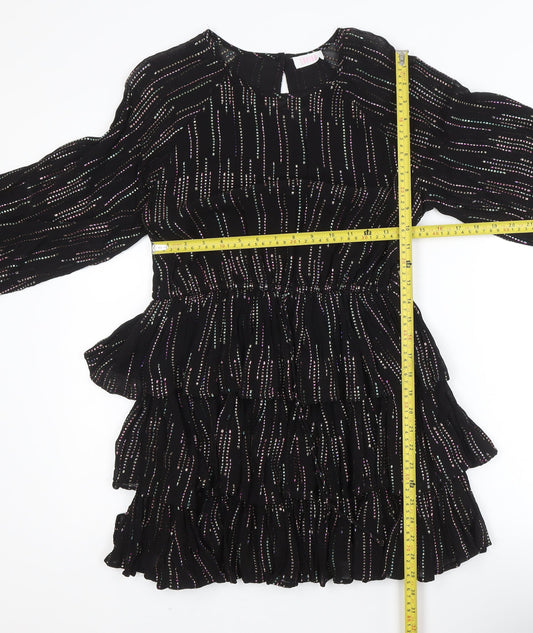 Savida Women’s Black Metallic Fit & Flare Mini Dress Size 8