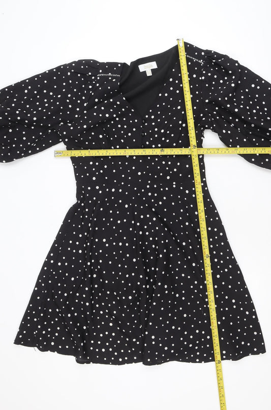 Stella Morgan Women's Black Polka Dot A-Line Dress Size 10