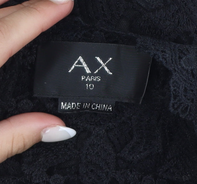 AX Paris Women’s Black Lace Pleated A-Line Short Dress Size 10