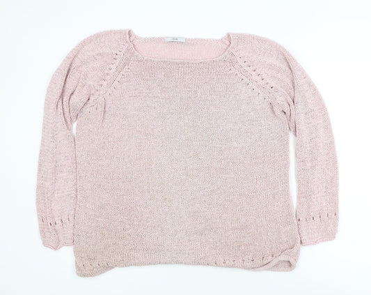 Evie Women's Pink Scoop Neck Plus Size 18 Knit Pullover Jumper