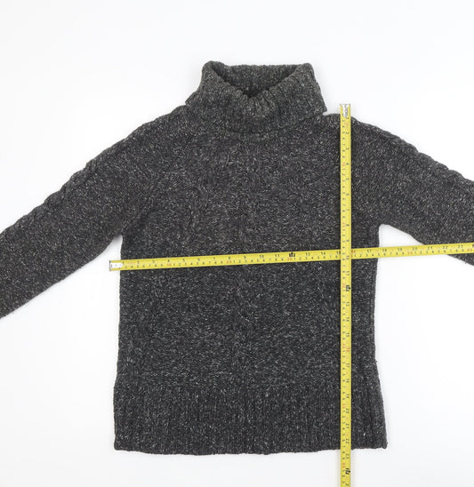 Next Womens Grey Roll Neck Cable Knit Jumper Size 14