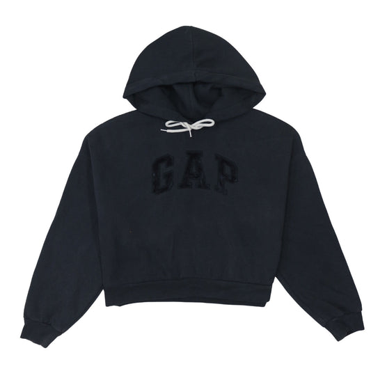 Gap Women Black Small Pullover Hoodie with Logo Detail