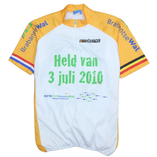 Bioracer Men's White Cycling Jersey M Short Sleeve 1/4 Zip Quick Dry