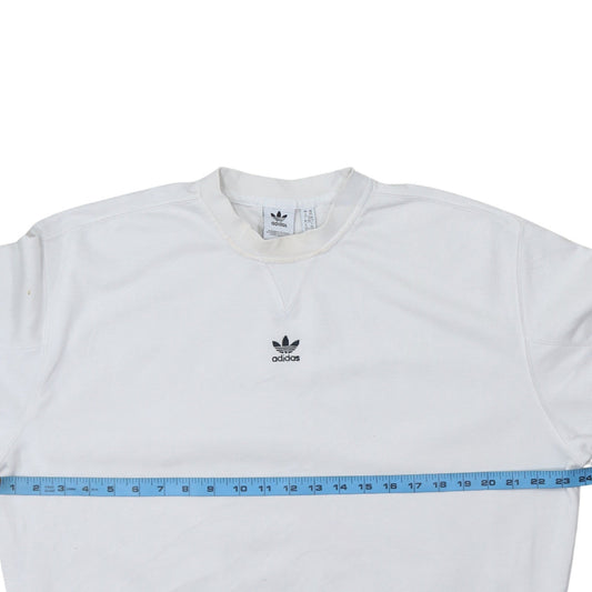 Adidas Women White Crew Neck Pullover Sweatshirt XS Cotton Logo