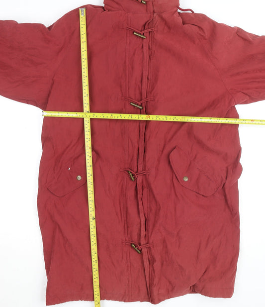 Red/Green Mens Red Toggle Overcoat L Polyester Blend Lined Jacket