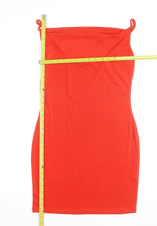 Boohoo Women’s Red Bodycon Strapless Knee Length Dress Size 10