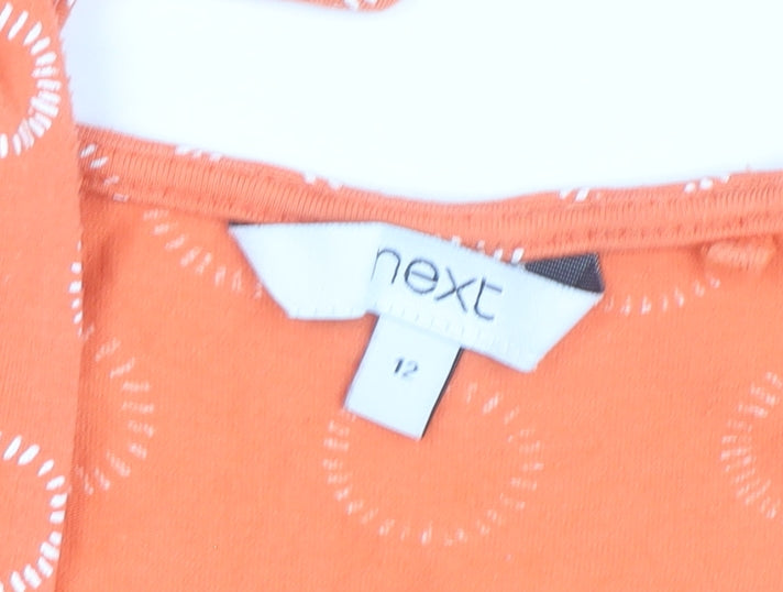 Next Women’s Orange Geometric Jersey Sleeveless Knee Length Sundress Size 12