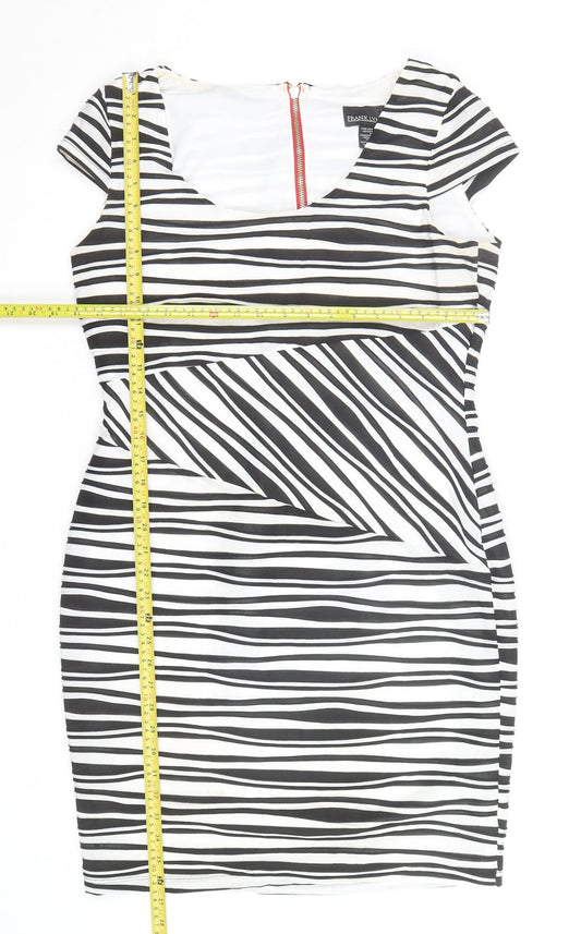Frank Lyman Women's Black & White Striped Bodycon Dress Size 16
