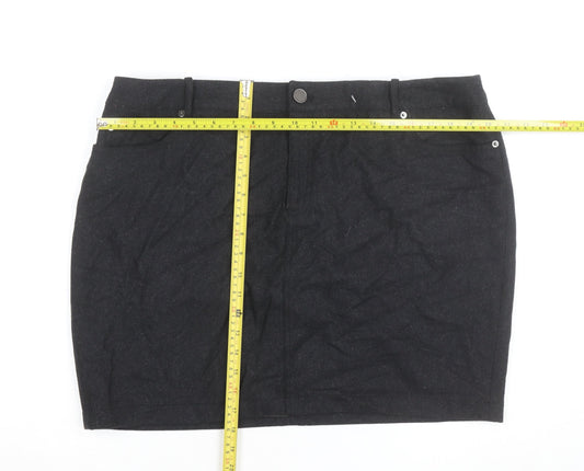 Mint Velvet Women's Black Wool Blend Pencil Skirt Size 18