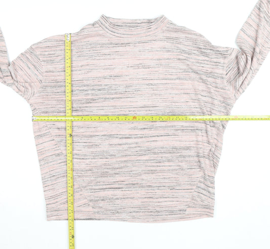Marks and Spencer Womens Pink Striped Mock Neck Long Sleeve Top Size L