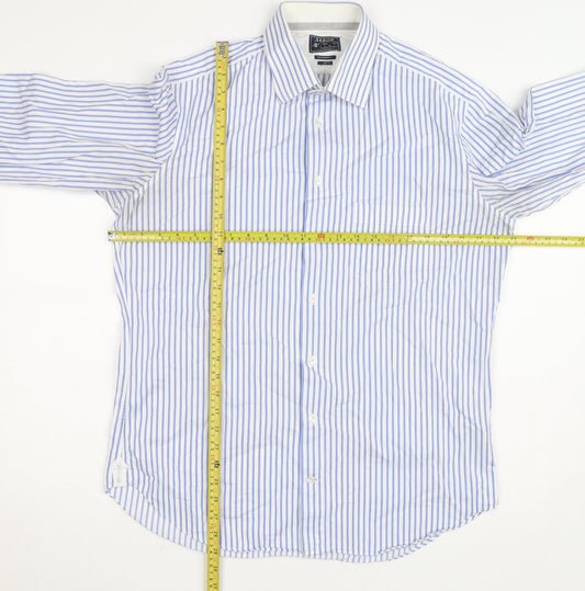Arrow Men's Blue Striped Regular Fit 42cm Cotton Dress Shirt