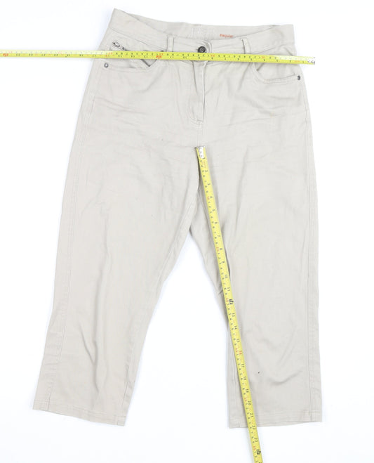 Jensen Women’s Beige Cropped Trousers Size 8 Regular Cotton Blend