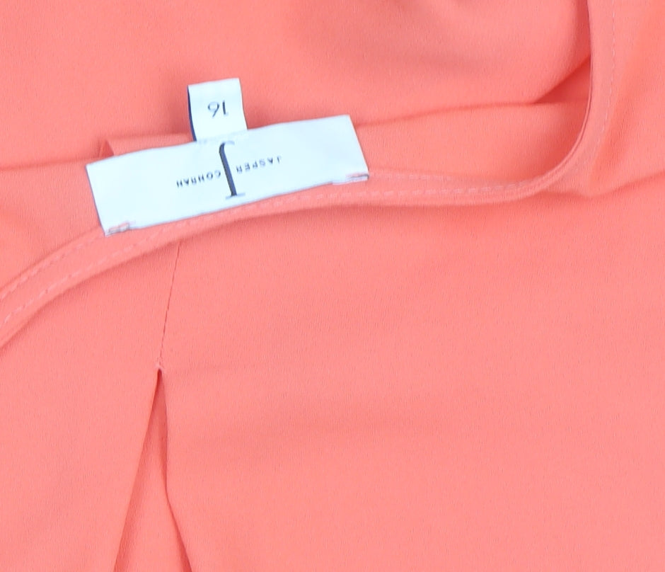 Jasper Conran Women’s Orange Sleeveless Bow Neck Blouse Size 16