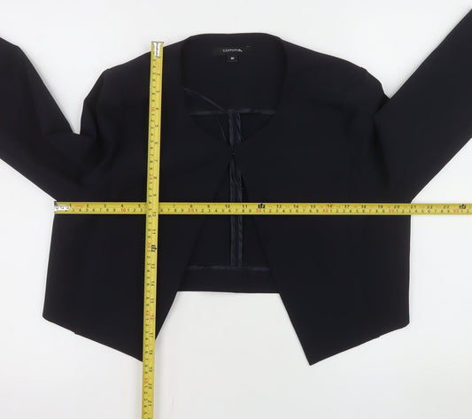 Comma Women Black Cropped Suit Jacket Size 12 Polyester Blend Lined Blazer