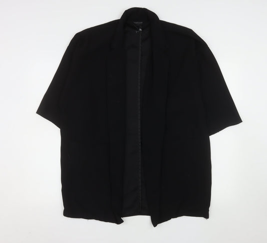 Topshop Women Black Size 12 Short Sleeve Blazer Jacket