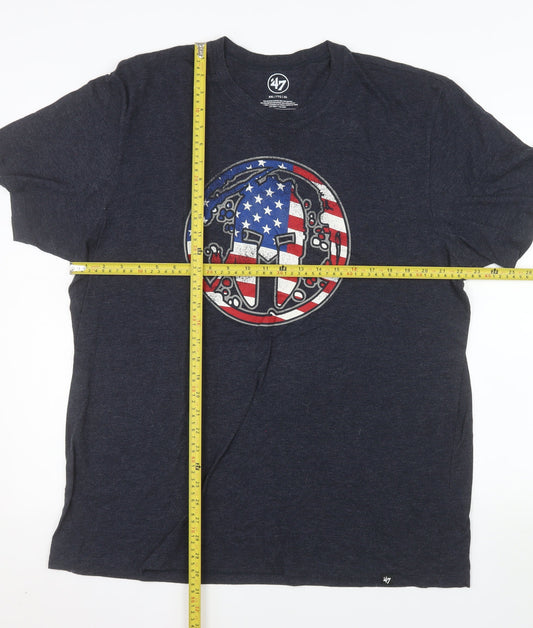 47 Brand Men's Navy Blue 2XL Patriotic Graphic Crew Neck T-Shirt