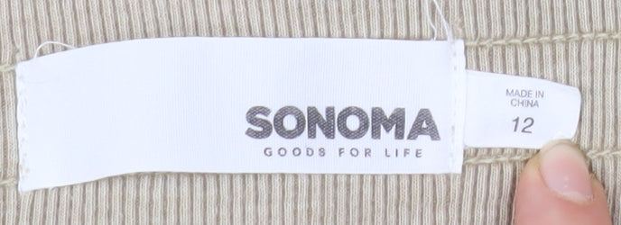 Sonoma Women Beige Cargo Shorts Size 12 Cotton Blend Drawstring Waist
