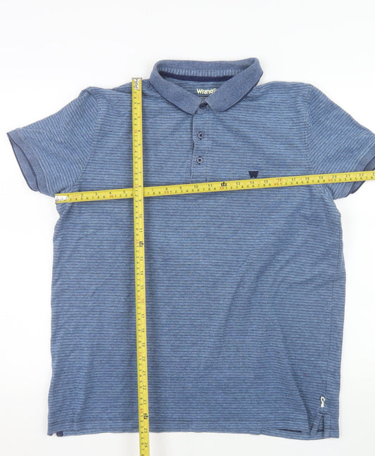 Wrangler Men's Blue Striped Cotton Stretch Polo Shirt XL