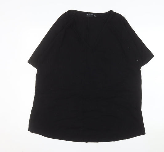 ASOS Women’s Black Cotton V-Neck Short Sleeve Tall Blouse UK 10
