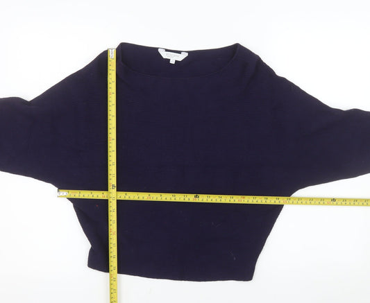 Principles Petite Women's Blue Boat Neck Long Sleeve Cotton Jumper Size 6