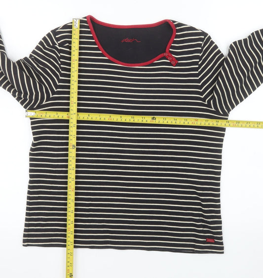 Dash Women's Black Striped 3/4 Sleeve Cotton T-Shirt Size 14