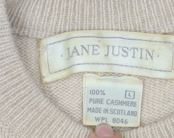 Jane Justin Women's Beige 100% Cashmere Crew Neck Jumper L