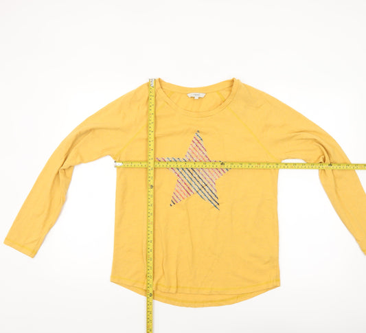 Next Women’s Yellow Star Long Sleeve Cotton Blend T-Shirt Size 12