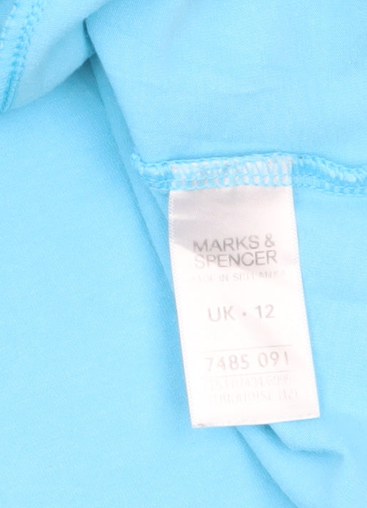 Marks and Spencer Women's Blue Cotton Stretch T-Shirt UK 12