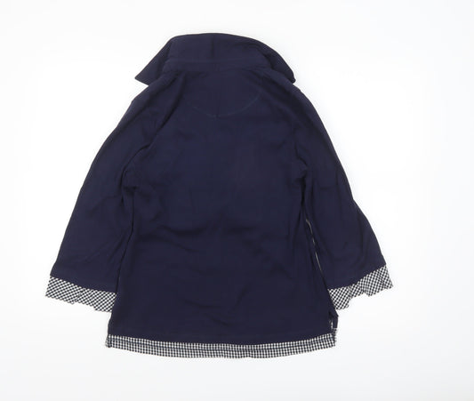 Cotton Traders Women's Navy Blue 3/4 Sleeve Collared Tunic Shirt Size 10