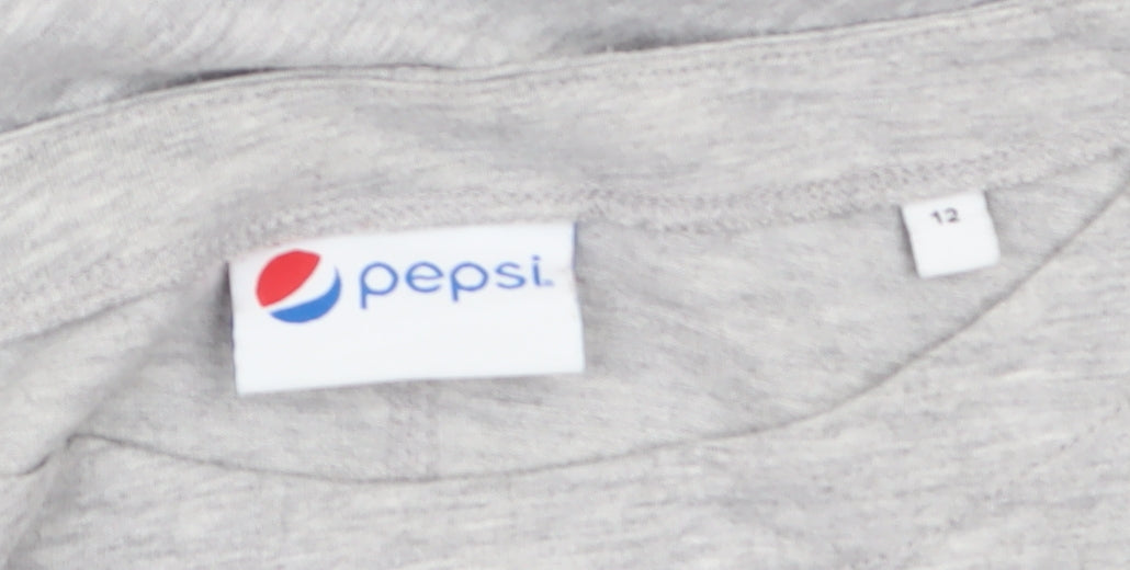 Next Women’s Grey Pepsi Logo T-Shirt Size 12 Short Sleeve Casual Top
