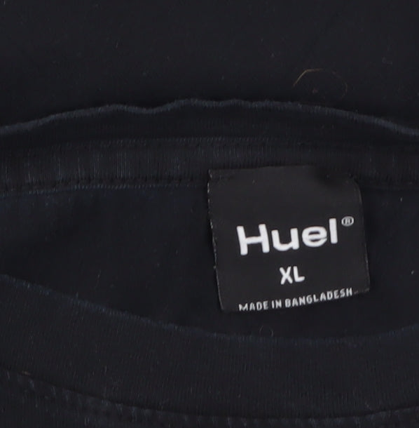 Huel Mens Black XL Crew Neck Short Sleeve Cotton T-Shirt