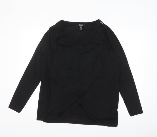 New Look Women Black Wrap Maternity Long Sleeve Blouse Size 14
