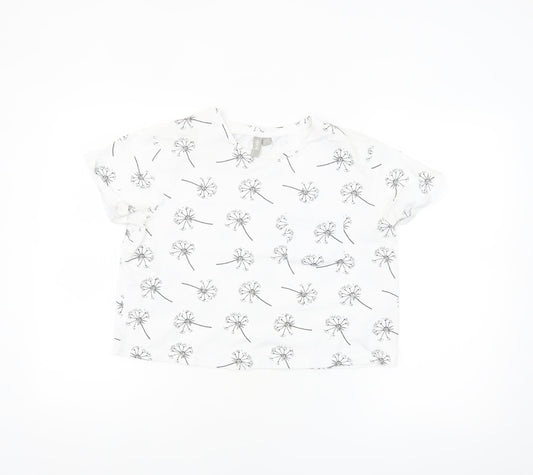 ASOS Women’s White Floral Cotton T-Shirt UK 12 Short Sleeve