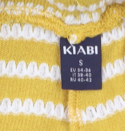 KIABI Women’s Yellow Striped Cotton Casual Shorts Size 8