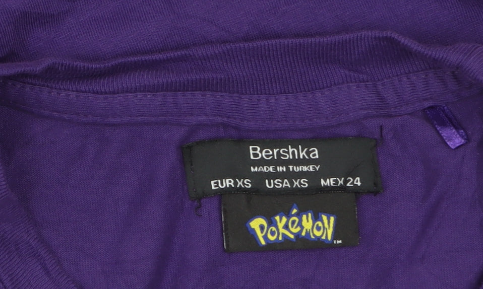 Bershka Men’s Purple Pokémon Mew Graphic T-Shirt XS